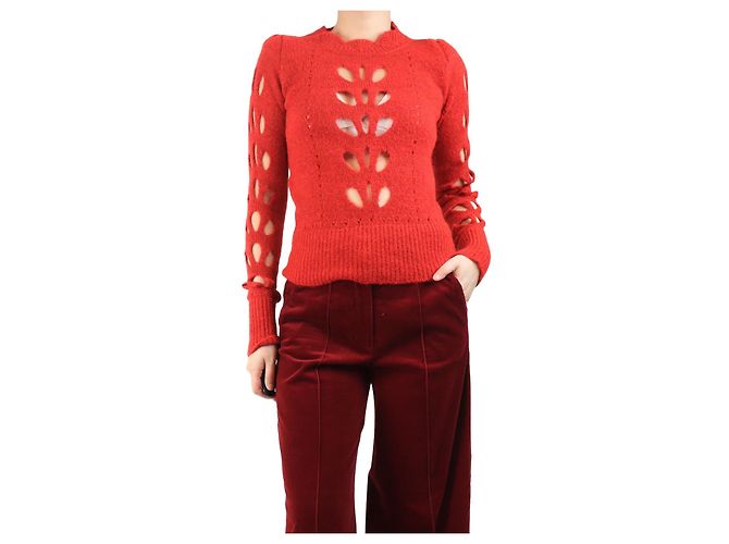 Isabel Marant Red cut-out detail knit top - size UK 10