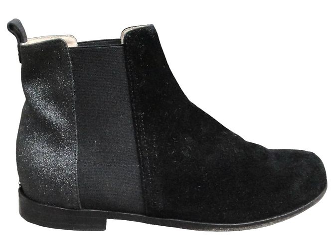 Bottines Dior Noires en Daim et Cuir Scintillant