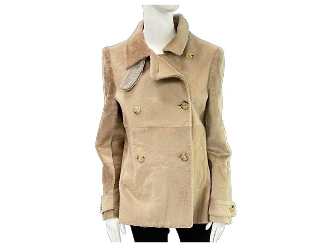 Beige Shearling Short Coat Bottega Veneta