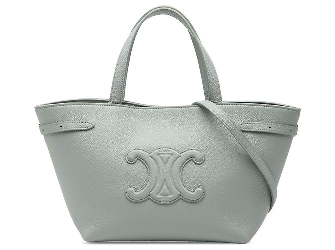 Céline Bolsa Tote Anais Triomphe em couro de bezerro granulado cinza Celine Mini Marrom