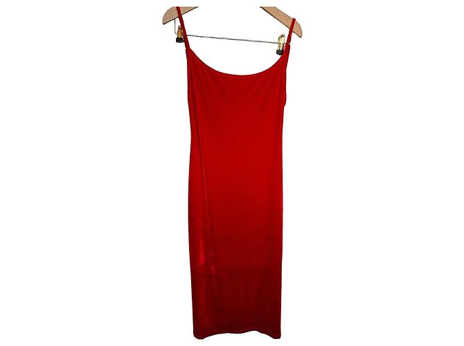 Reformation Rotes Samtkleid