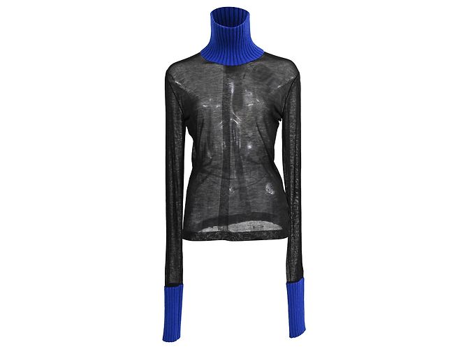 Maison Martin Margiela Transparente Rollkragenoberteil aus schwarzer Viskose von Maison Margiela