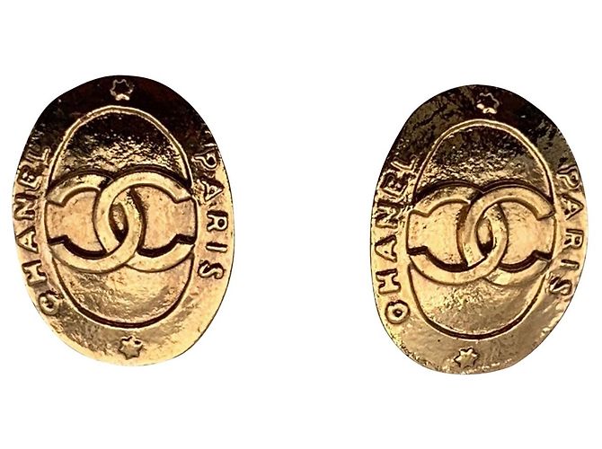 Orecchini in metallo vintage Chanel D'oro Metallico
