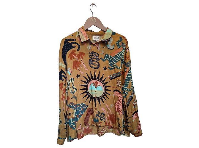 Autre Marque Camicia con stampa animale selvaggia Marrone Nero Rosa Blu Multicolore Verde