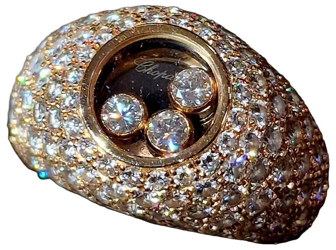 Chopard Bague demi jonc Collection Happy Diamond Doré