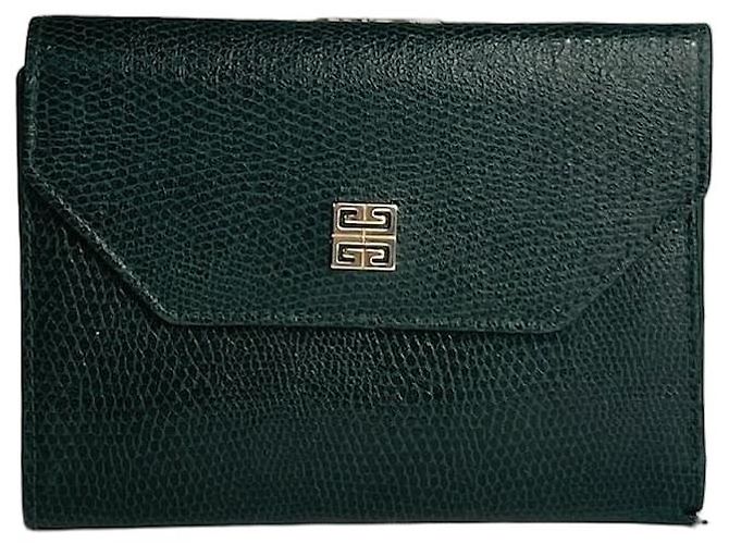 Vintage Givenchy Snake Emblossed Leather Wallet Green