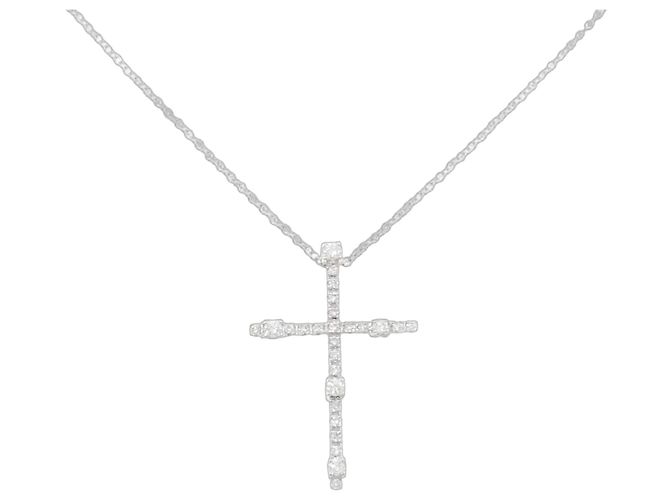 Autre Marque Damiani SIMBOLI 750 Weißgold-Diamant-Halskette Silber