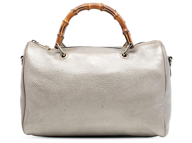 Bamboo Bolsa Boston Shopper em couro de bezerro dourado Gucci com bambu médio