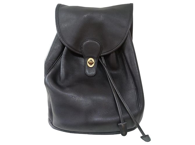 Black leather Coach backpack