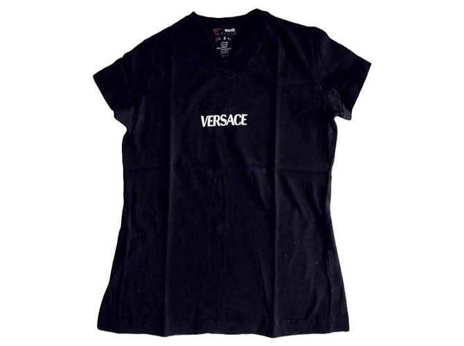 T-shirt nera Versace con logo Nero