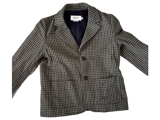 Bonpoint Checked Blazer Brown Green Dark blue