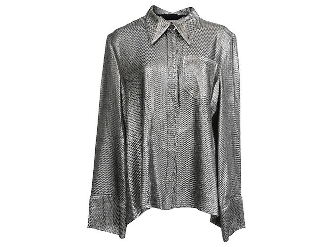 Roland Mouret Bluse mit Knöpfen aus Silber-Polyamid Metallisch