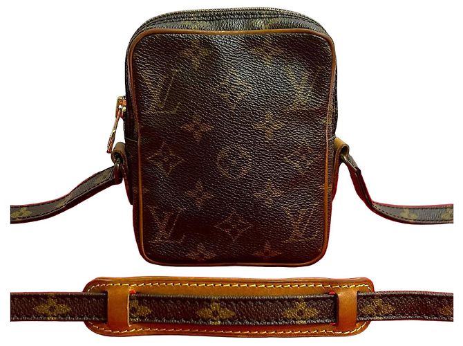 Louis Vuitton Mini Danube Monogram Leather Shoulder Bag Brown