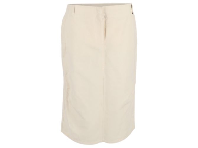 Max Mara Midi-Rock aus Creme-Leinen Weiß Roh