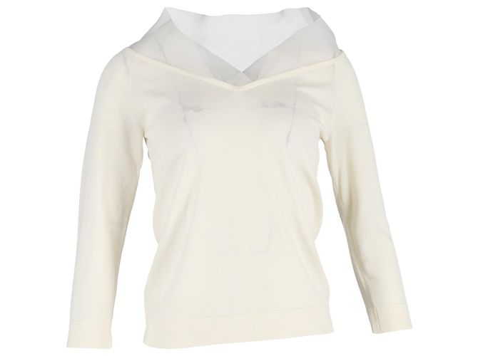 Pull V en coton crème Max Mara Blanc Écru