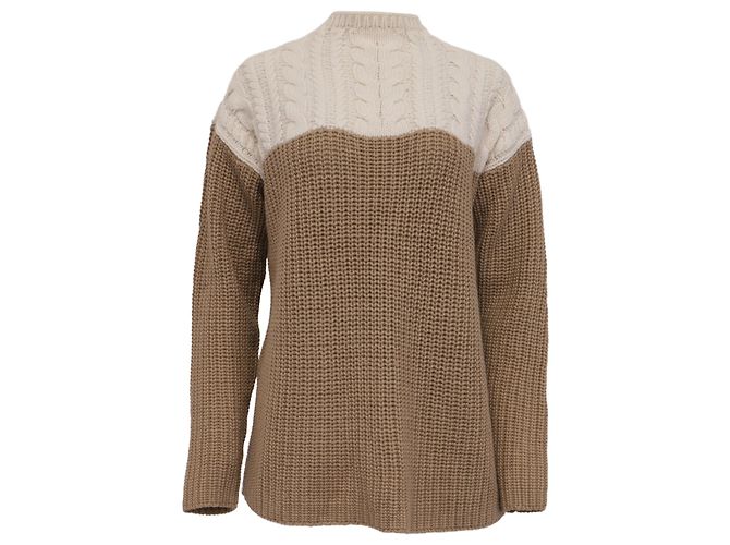 Sandro Kabelstrickpullover aus brauner Wolle 