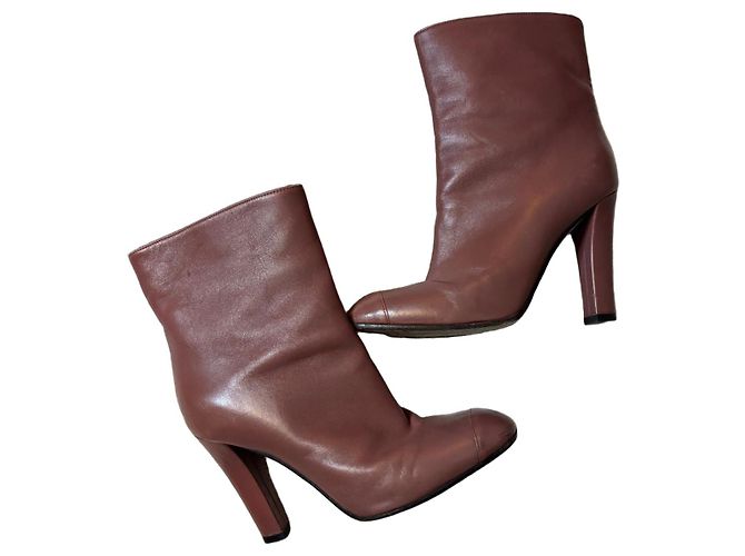 Agnona Leather Ankle Boots Pink