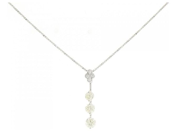Autre Marque Diamant-Halskette Pt900 Pt850 Silber
