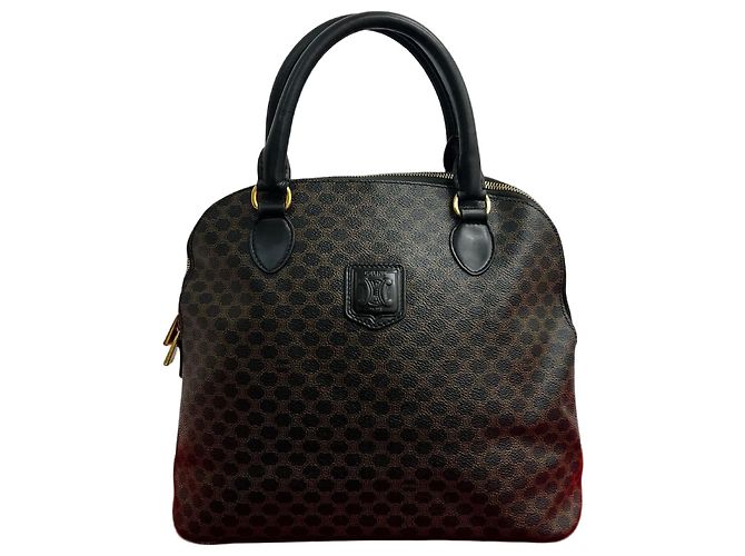 Céline Bolsa Tote Celine Macadam Brason Leather Marrom Preto