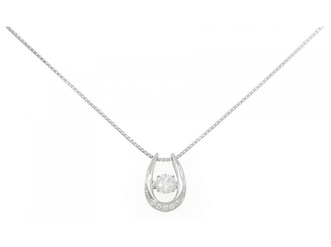 Autre Marque Collar de diamante de platino Plata