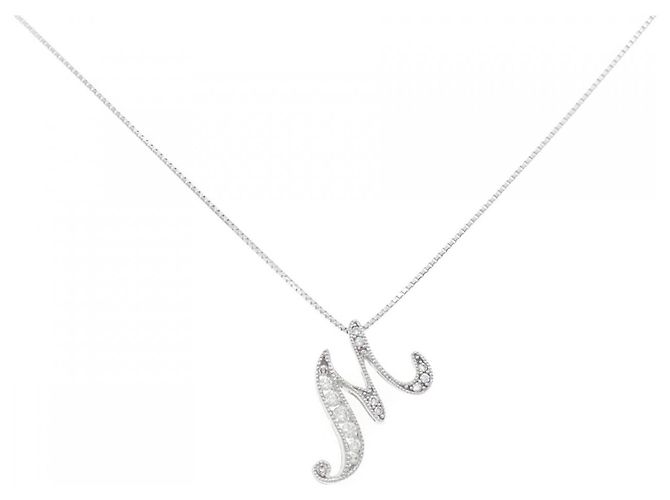 Autre Marque Collar Inicial M en Diamante Au750 Plata