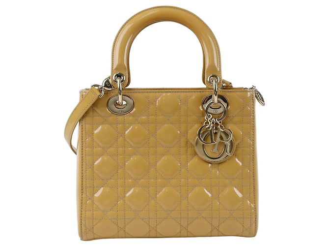 Dior Lady Medium Tote Shoulder Bag Yellow