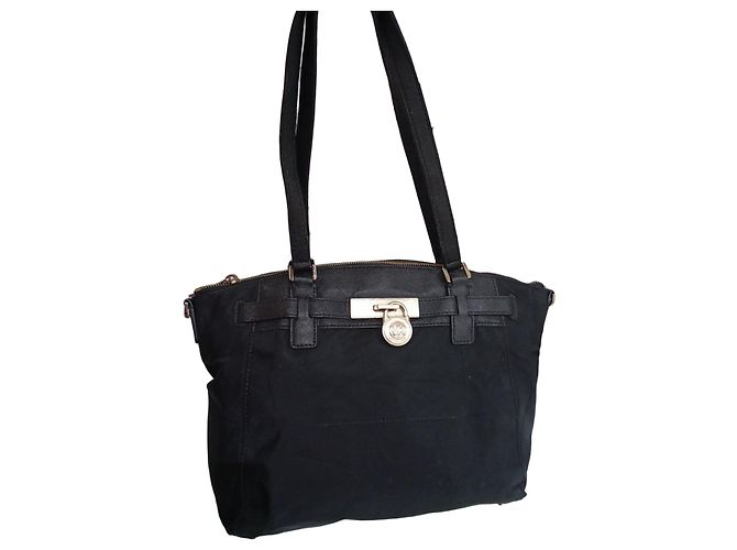 Borsa tote Michael Kors nera in tela e pelle Nero