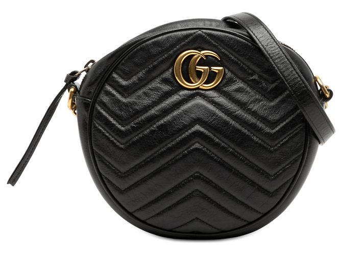 Gucci Black Mini GG Marmont Matelasse Leather Round Crossbody