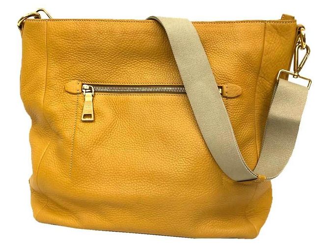 Borsa a spalla in pelle gialla Prada Giallo