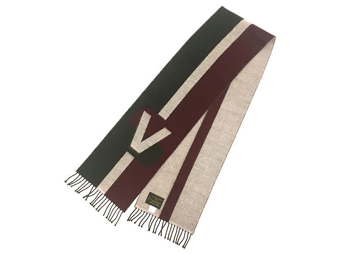 Sciarpa V Storica da Uomo Louis Vuitton Bordò Cachi