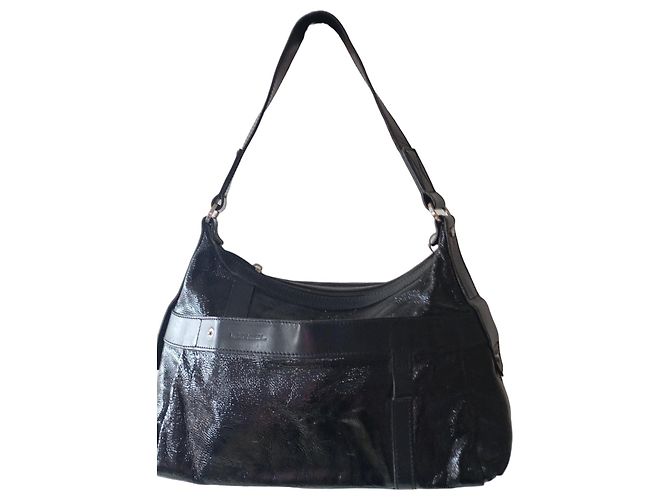 Sac à main Lancel en cuir verni noir