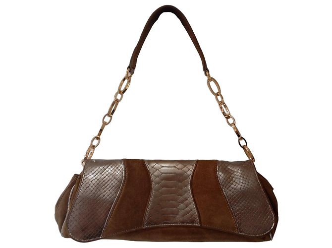 Autre Marque Borsa in pelle e camoscio Marrone