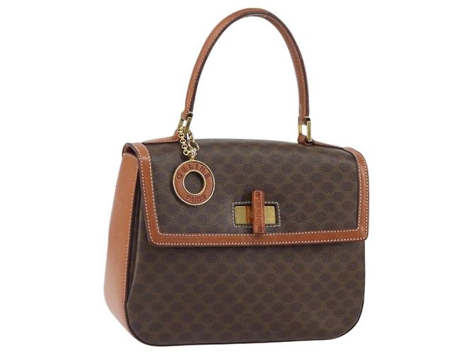 Céline Celine Vintage Convertible Top Handle Bag Macadam Coated Canvas Medium