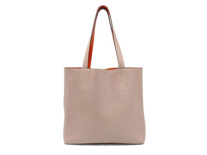 Bolsa Tote Double Sens 28 da Hermès Bege Laranja