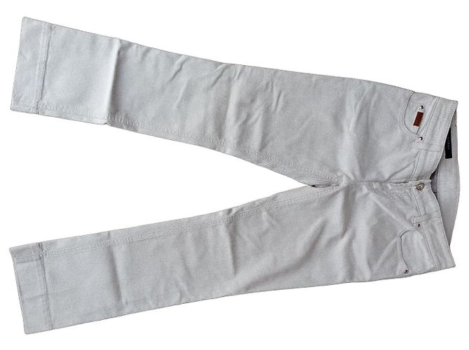 Jeans Gucci de Tiro Bajo Beige Crema Crudo
