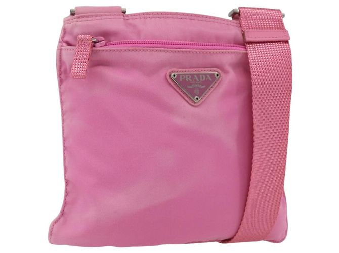 Prada Bolsa Messenger Tessuto Medium com Bolso Frontal Rosa