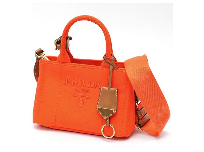 Bolso Tote Mini Jardinière Canapa de Prada Naranja