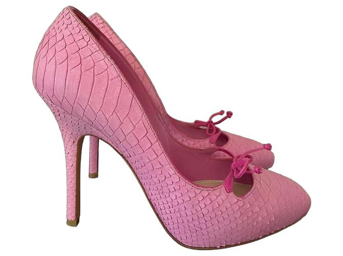 Christian Dior Pink Python Embossed Leather Heels