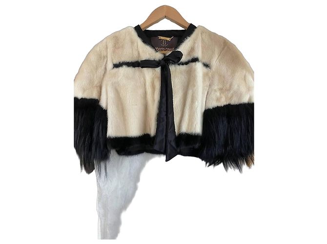 Giacca in pelliccia Roberto Cavalli Nero Beige