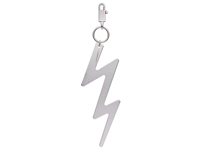 Rick Owens FW19 "Larry" Large Lightning Bolt Keychain Silvery