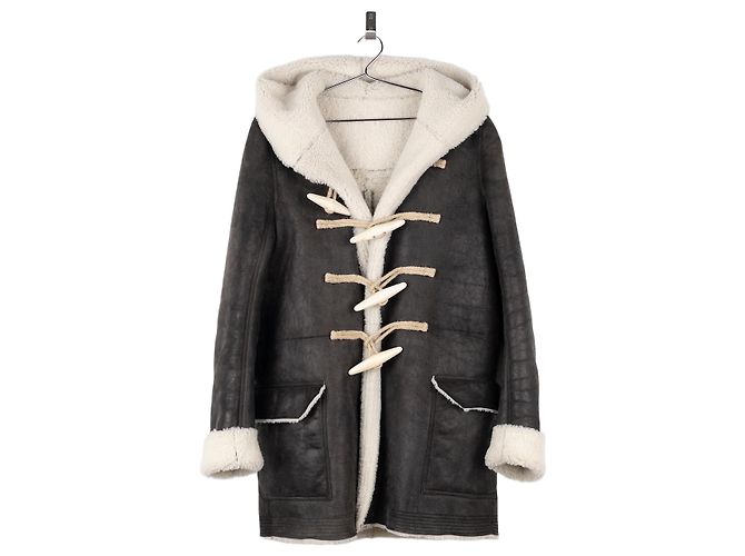 Casaco Duffle de Couro e Shearling Rick Owens AW17 Cinza