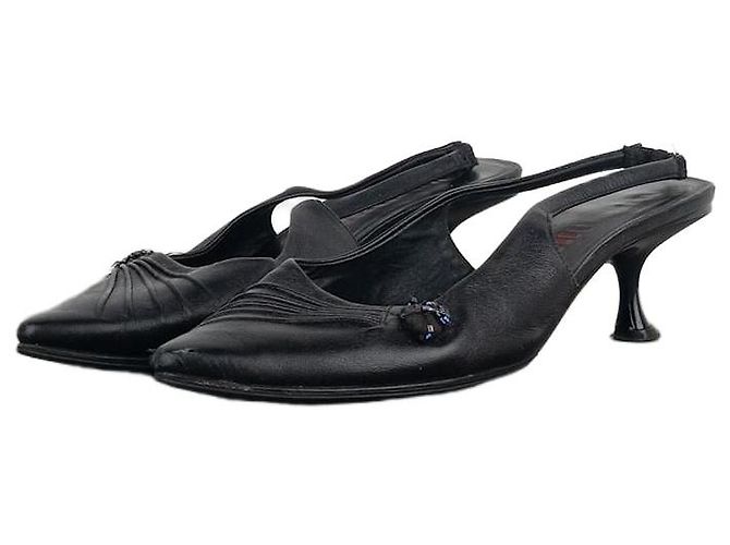 Miu Miu SS00 Pointed Toe Slingback Kitten Heels Black