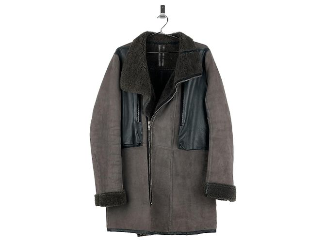 Rick Owens Proben-Lammfellledermantel Braun