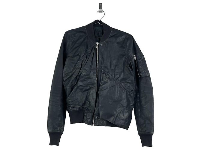 Drapierte Leder-Bomberjacke 'Cyclops' SS16 von Rick Owens Schwarz