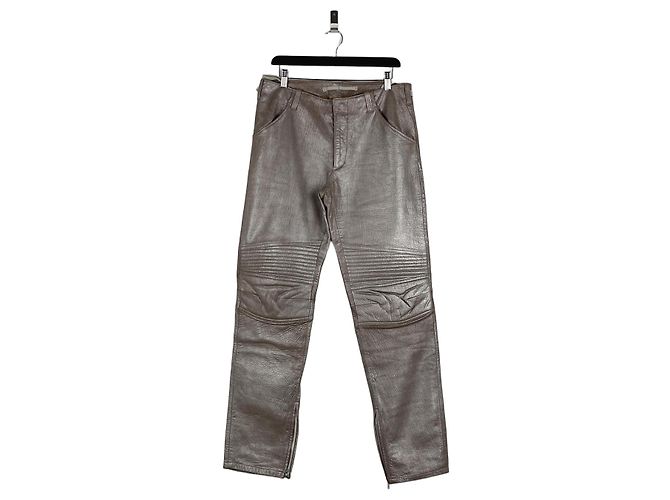 Helmut Lang AW99 Leder Astro Biker-Hose Silber