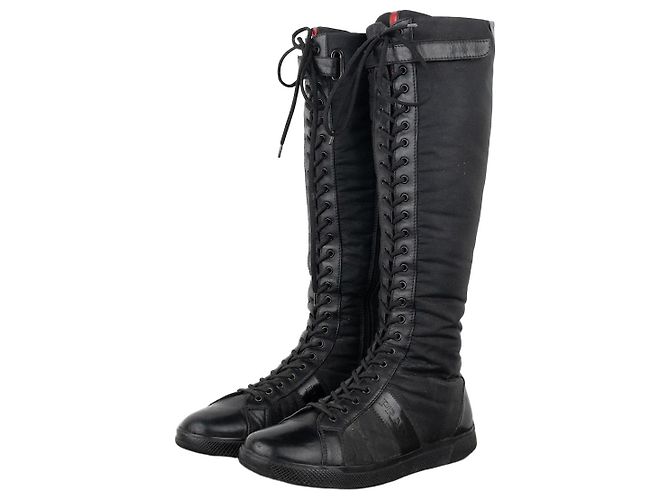 Botas de tênis de boxe de cano alto Prada dos anos 2000