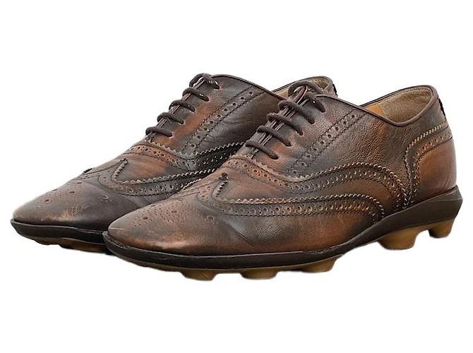 Miu Miu SS99 Square-Toe Spike-Sole Brogue Derbies Brown