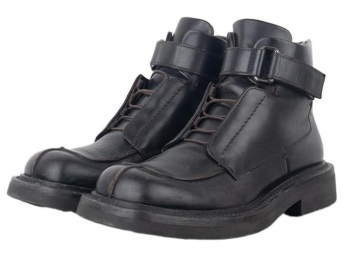 Botas de combate de tornozelo com bico quadrado Prada AW99 Marrom