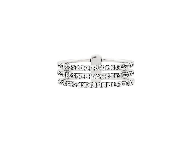 Messika Ring, "Gatsby", 3 Reihen aus Weißgold und Diamanten.