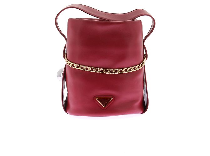Prada Borsa a secchiello bordeaux in pelle nappa Rosso